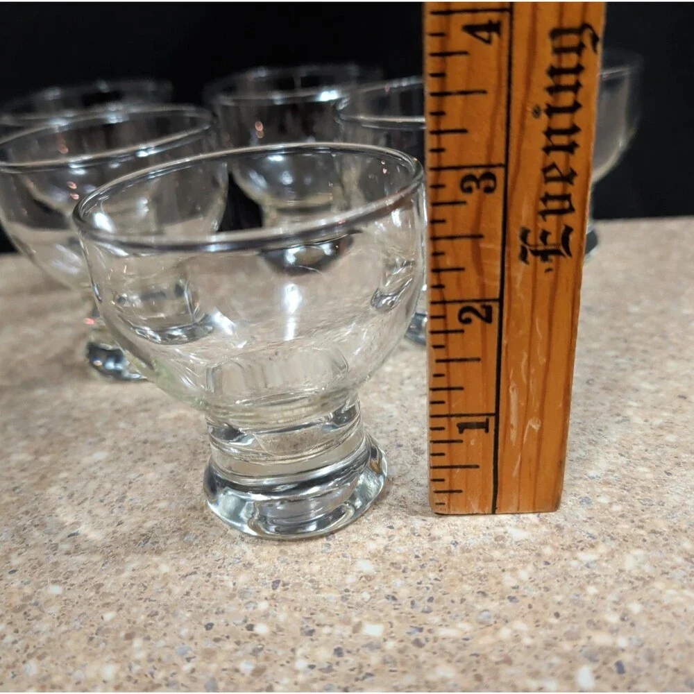 Vintage Clear Glass Cordial Liqueur Shot Glasses Heavy Footed Base Set of 8
